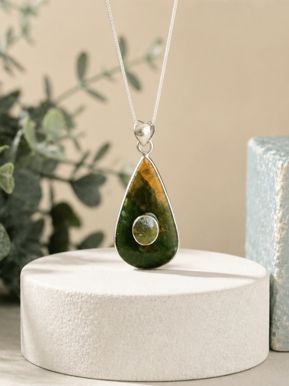 Chrome  Chalcedony & Peridot Necklace